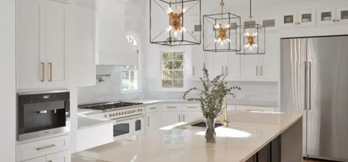 Custom kitchen cabinets and quartz countertop installation, North Atlanta