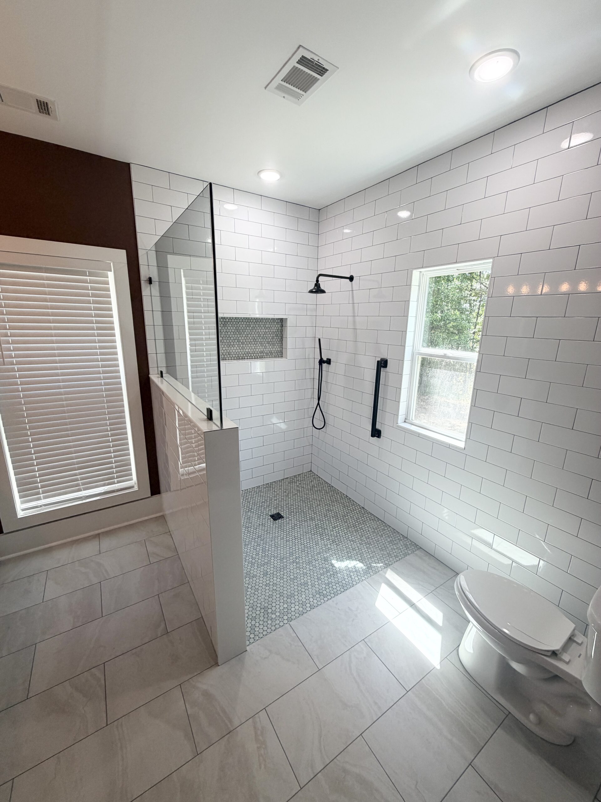 Custom bathroom remodel with walk-in tile shower, Gwinnett County GA